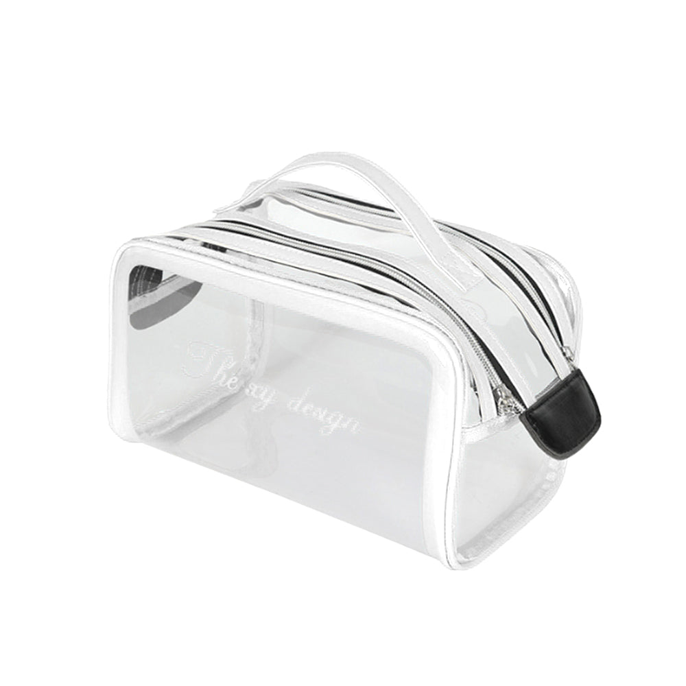 Madeline Love Ivory Double Zipper Open Transparent Makeup Pouch Bag - Beauty & Cosmetics - desc