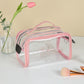 Madeline Love Pink Double Zipper Open Transparent Makeup Pouch Bag - Beauty & Cosmetics