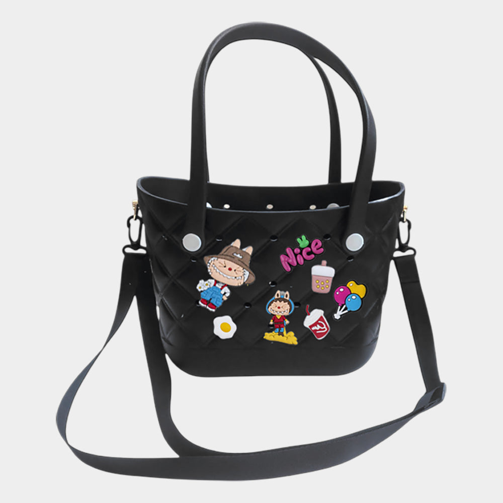 Madeline Love Black Trendy Silicone Personalized Charm Handbag / Crossbody Bag - Bags & Wallets
