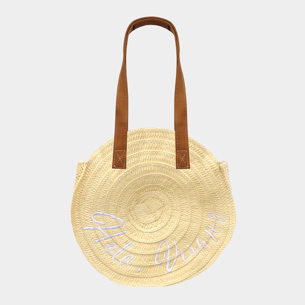 Madeline Love Beige Hola, Verano Weaving Round Jute Shoulder Bag - Bags & Wallets - desc