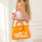 Madeline Love Orange Faux Leather Graphic Message Statement Top Handle Satchel Handbag - Bags & Wallets
