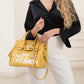 Madeline Love Tan Faux Leather Graphic Message Statement Top Handle Satchel Handbag - Bags & Wallets