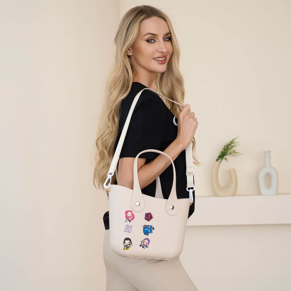 Madeline Love Beige Kpop Demon Hunters Zibits Structured Rubber Tote Crossbody Bag - Bags & Wallets