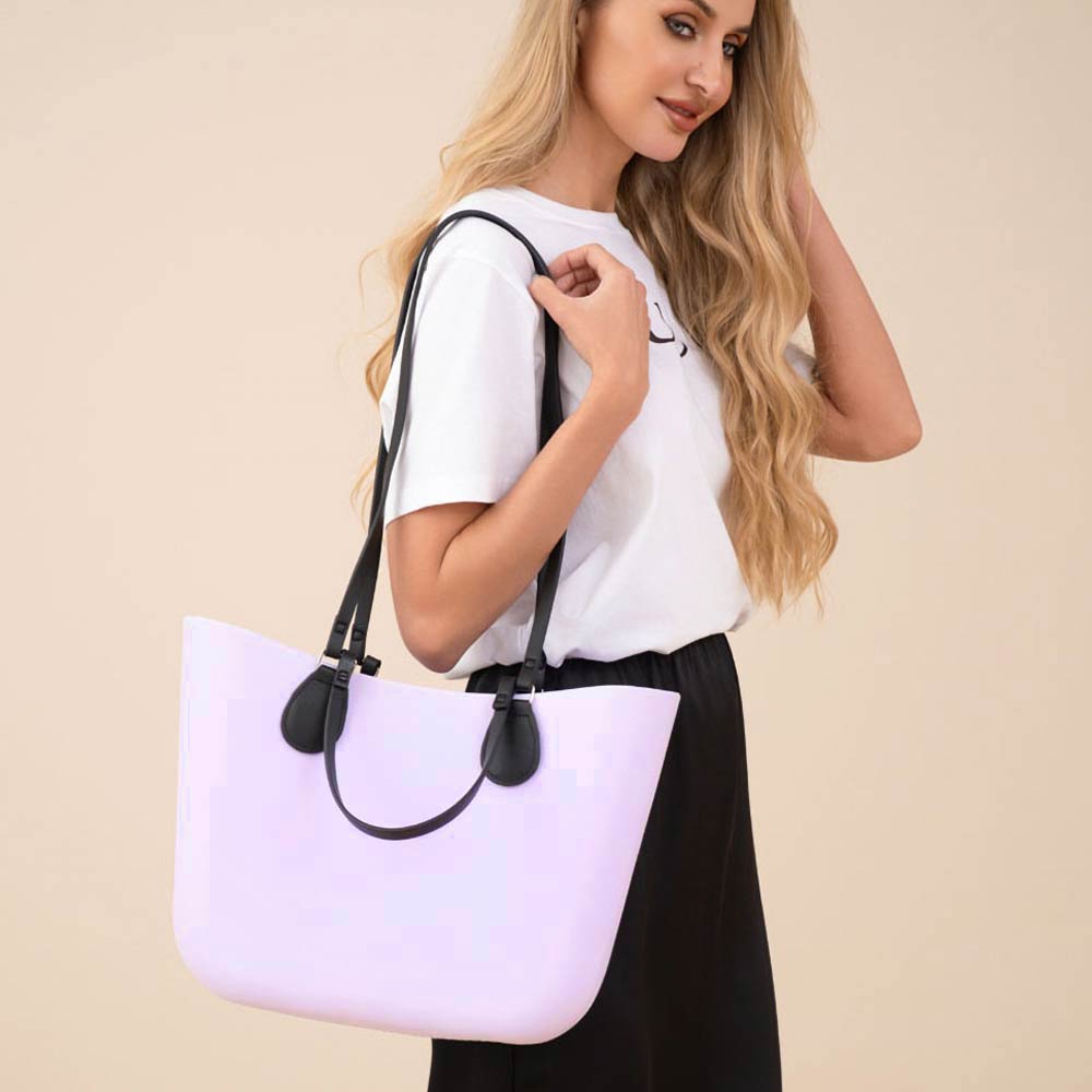 Madeline Love Lavender Large Structured Rubber Shoulder Tote Bag - Bags & Wallets