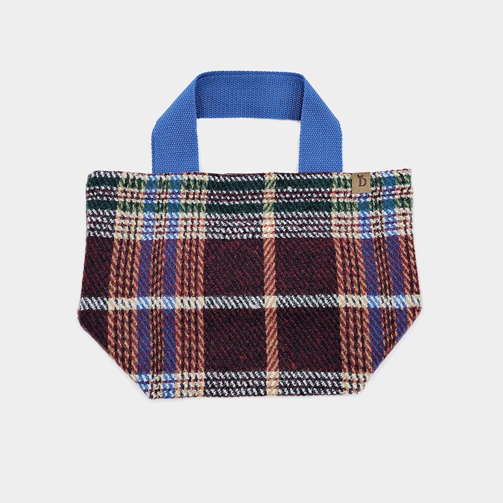 Madeline Love Purple Plaid Check Patterned Small Tote Bag - Bags & Wallets