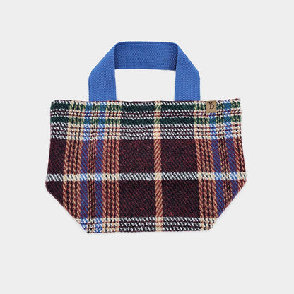 Madeline Love Purple Plaid Check Patterned Small Tote Bag - Bags & Wallets