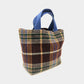 Madeline Love Purple Plaid Check Patterned Small Tote Bag - Bags & Wallets - desc