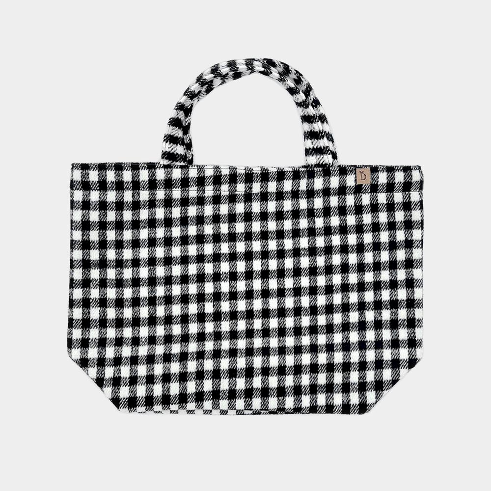 Madeline Love Black Buffalo Check Patterned Tote Bag - Bags & Wallets