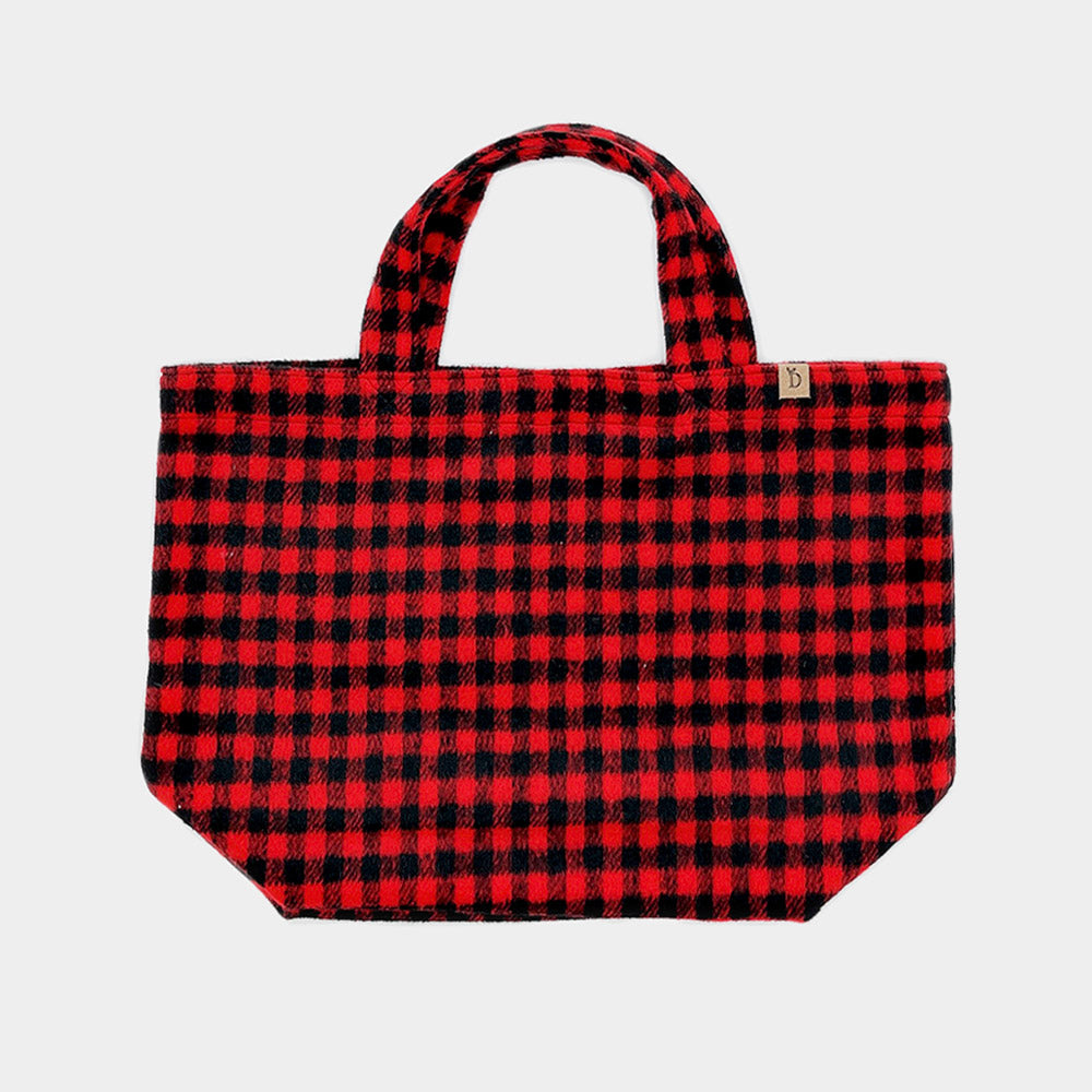 Madeline Love Red Buffalo Check Patterned Tote Bag - Bags & Wallets