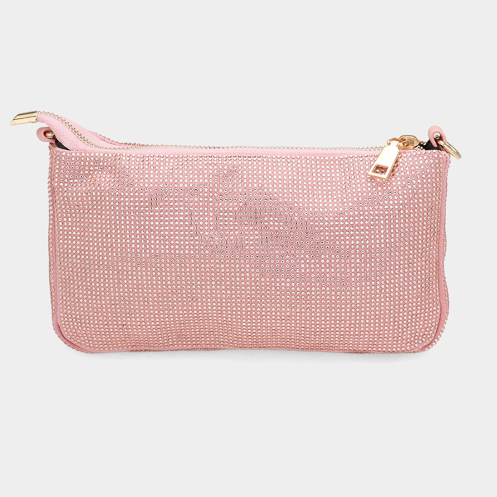 Madeline Love Pink Bling Studded Flat Crossbody Bag - Bags & Wallets