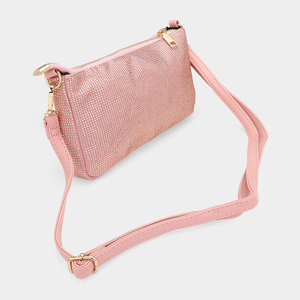 Madeline Love Pink Bling Studded Flat Crossbody Bag - Bags & Wallets - extra