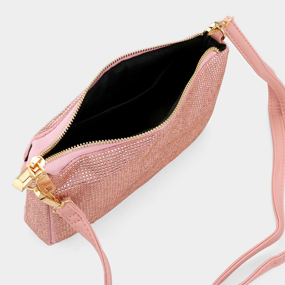 Madeline Love Pink Bling Studded Flat Crossbody Bag - Bags & Wallets - extra