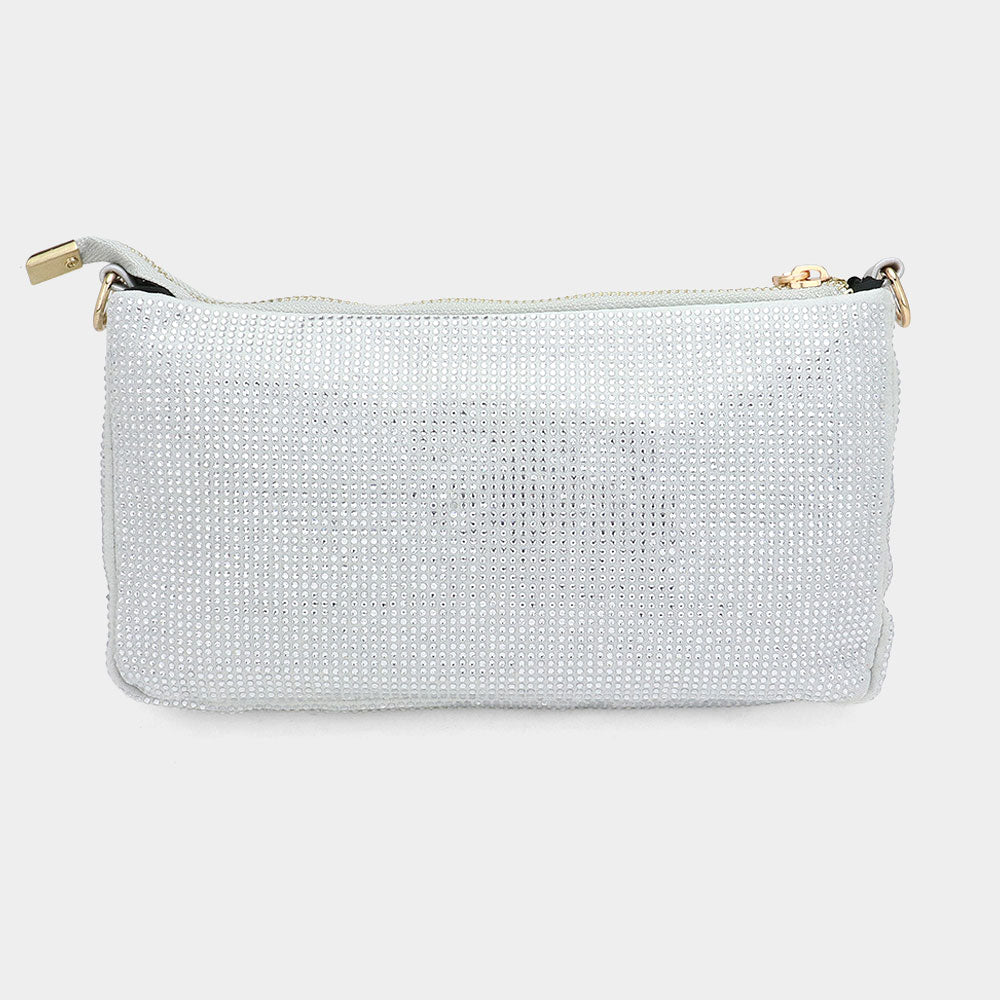 Madeline Love Silver Bling Studded Flat Crossbody Bag - Bags & Wallets