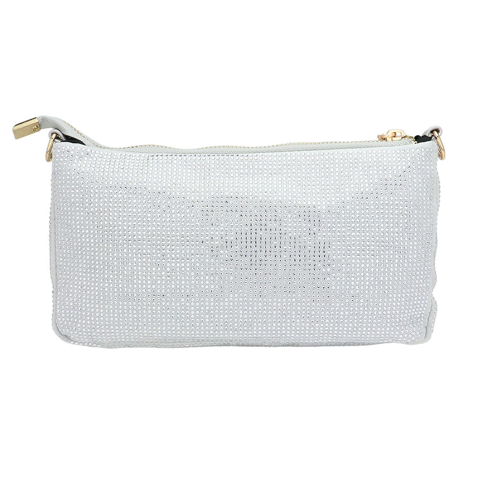 Madeline Love Silver Bling Studded Flat Crossbody Bag - Bags & Wallets - desc