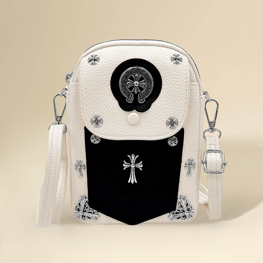 Madeline Love Ivory Studded Cross Accent Faux Leather Mini Crossbody Bag - Bags & Wallets