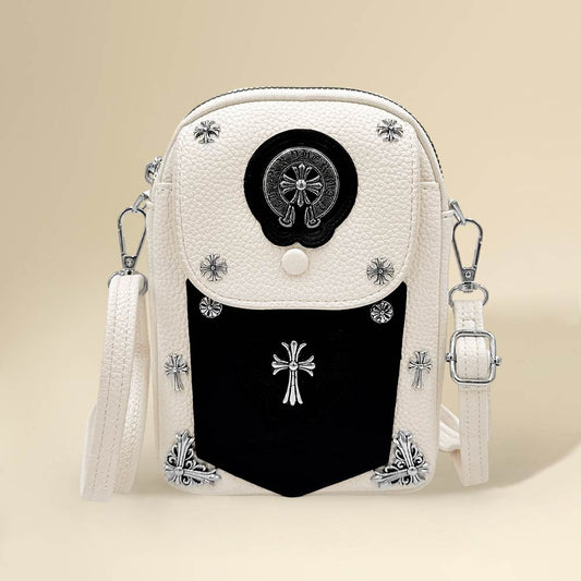 Madeline Love Ivory Studded Cross Accent Faux Leather Mini Crossbody Bag - Bags & Wallets