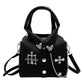 Madeline Love Black Faux Leather Studded Cross Mini Jacket Crossbody Bag - Bags & Wallets - desc