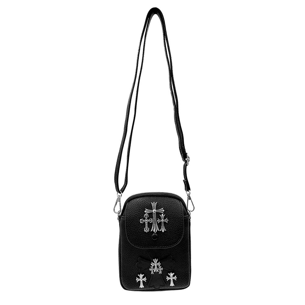 Madeline Love Black Studded Cross Accent Mini Crossbody Bag - Bags & Wallets - extra