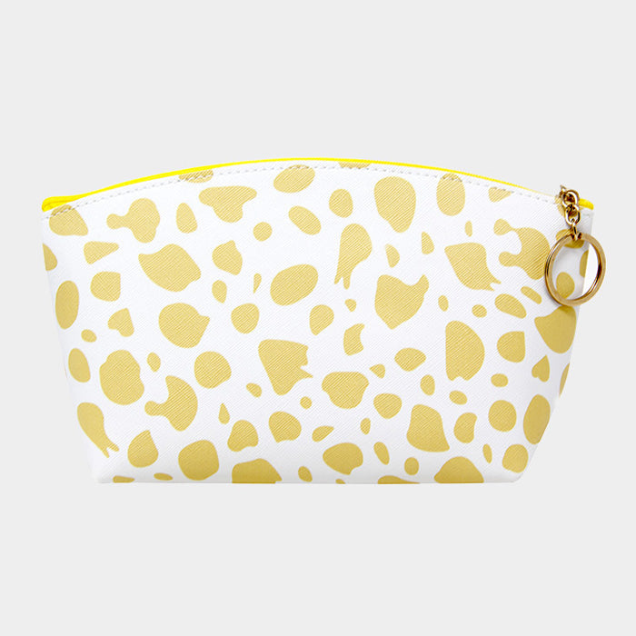 Madeline Love Mustard, White Giraffe Pattern Pouch Bag - Bags & Wallets