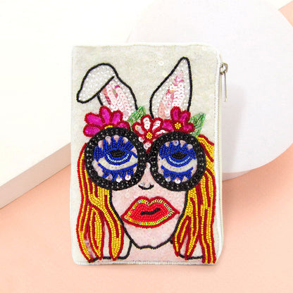Madeline Love Multi Sequin Seed Beaded Bunny Girl Crossbody Bag - Bags & Wallets