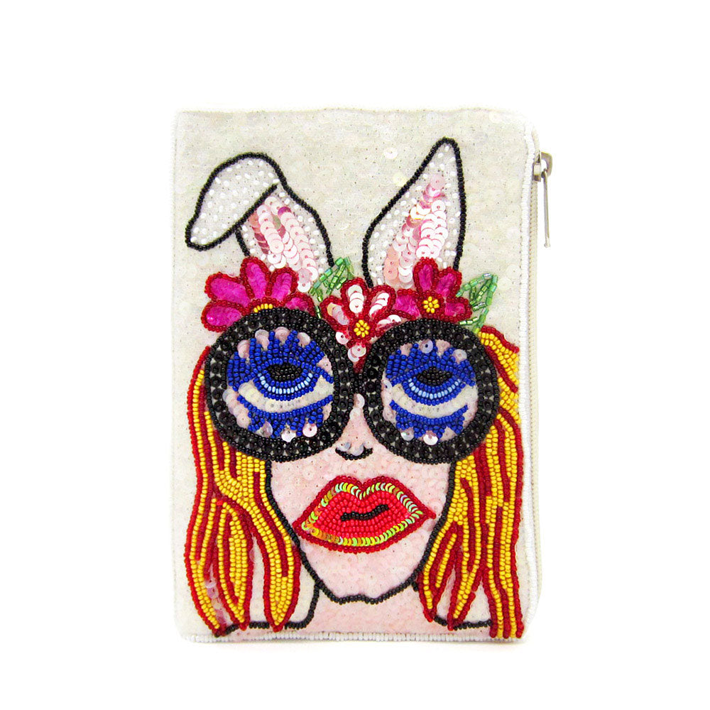 Madeline Love Multi Sequin Seed Beaded Bunny Girl Crossbody Bag - Bags & Wallets - desc