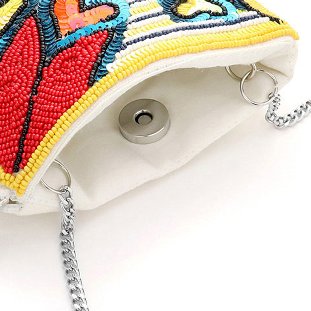Madeline Love Multi Sequin Seed Beaded Bunny Girl Crossbody Bag - Bags & Wallets - extra