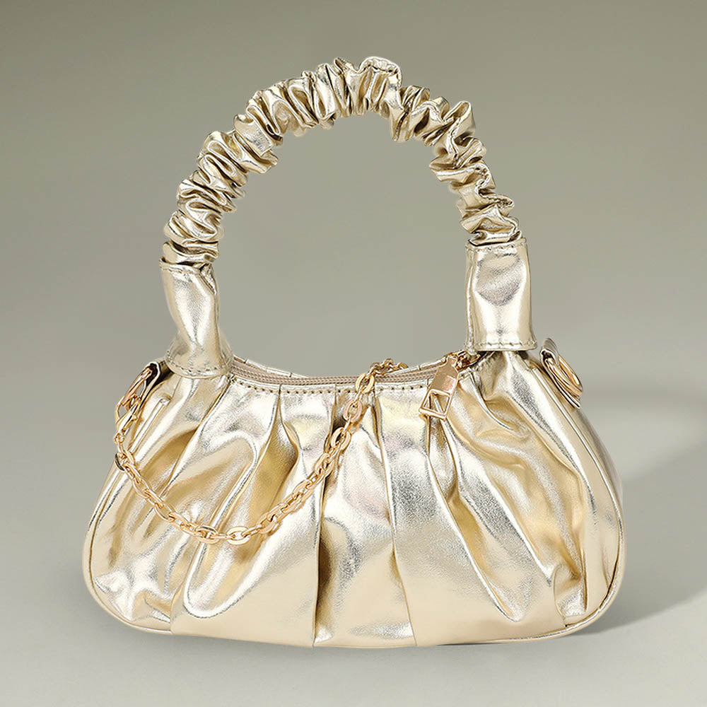 Madeline Love Gold Metallic Faux Leather Top Handle Crossbody Bag - Bags & Wallets