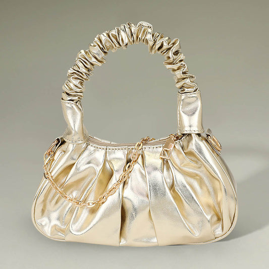 Madeline Love Gold Metallic Faux Leather Top Handle Crossbody Bag - Bags & Wallets
