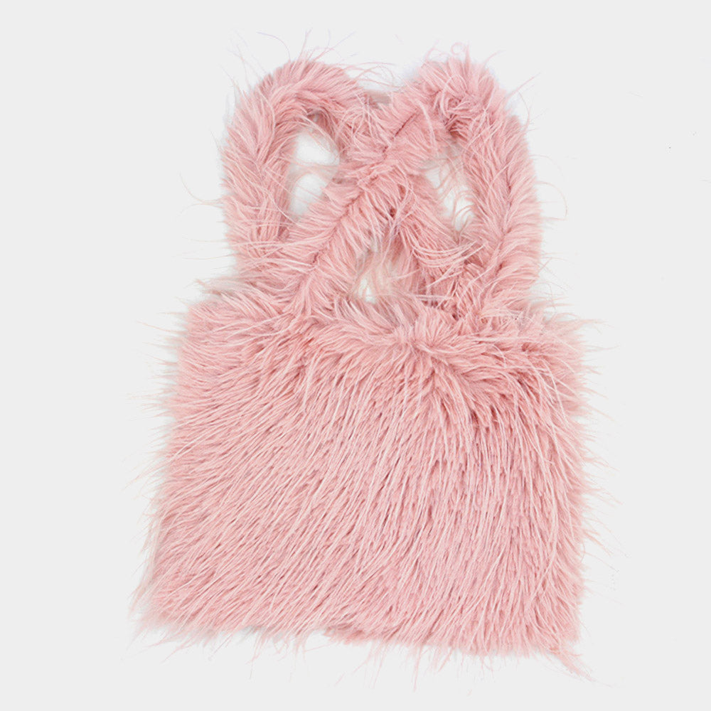 Madeline Love Pink Furry Faux Fur Tote Bag - Bags & Wallets - desc