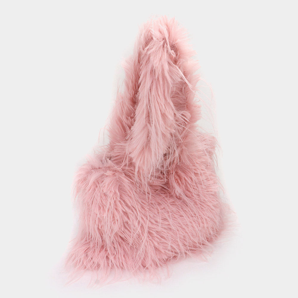 Madeline Love Pink Furry Faux Fur Tote Bag - Bags & Wallets - extra