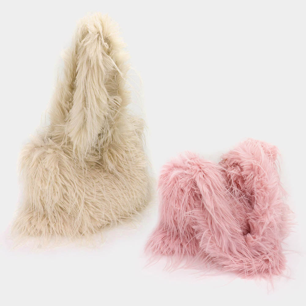 Madeline Love White Furry Faux Fur Tote Bag - Bags & Wallets - extra