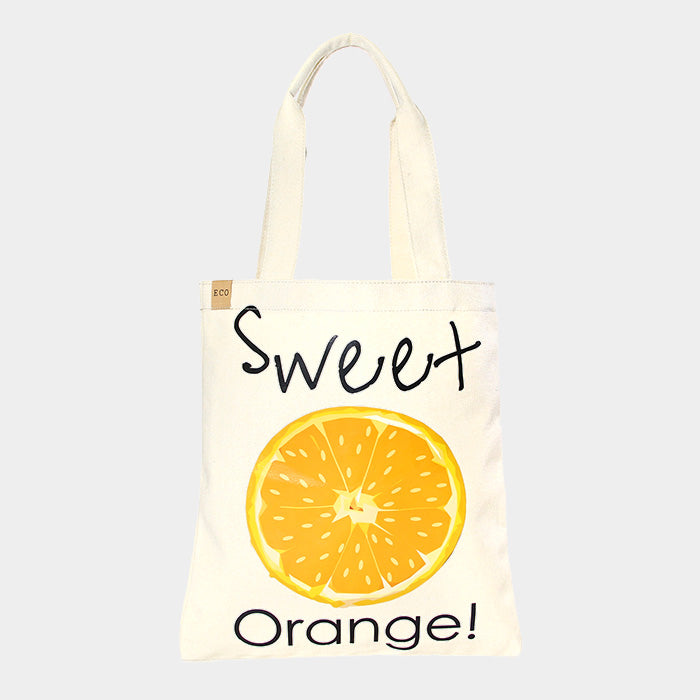 Madeline Love Multi Orange _ Cotton canvas eco shopper bag - Bags & Wallets