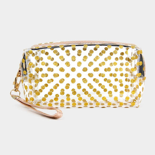 Madeline Love Gold Glittered Polka Dots Pouch Bag - Bags & Wallets