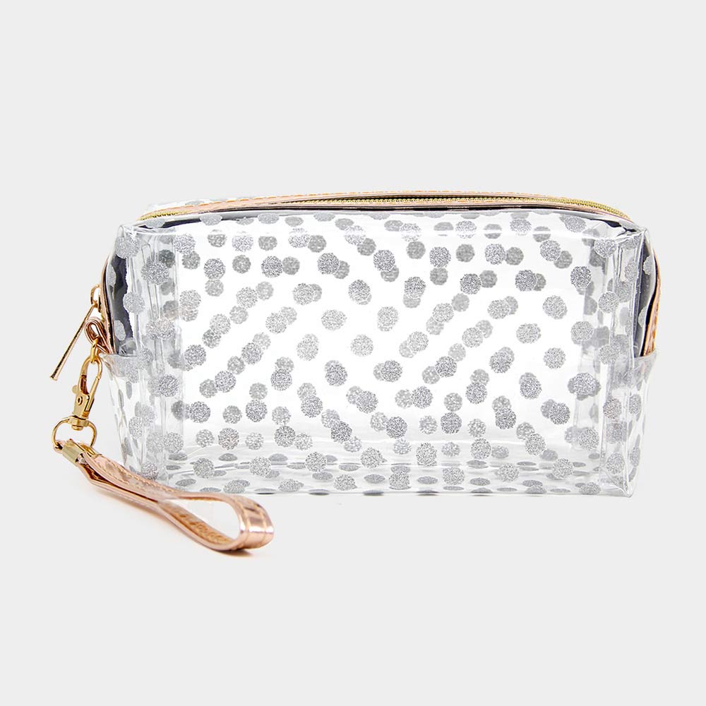 Madeline Love Silver Glittered Polka Dots Pouch Bag - Bags & Wallets