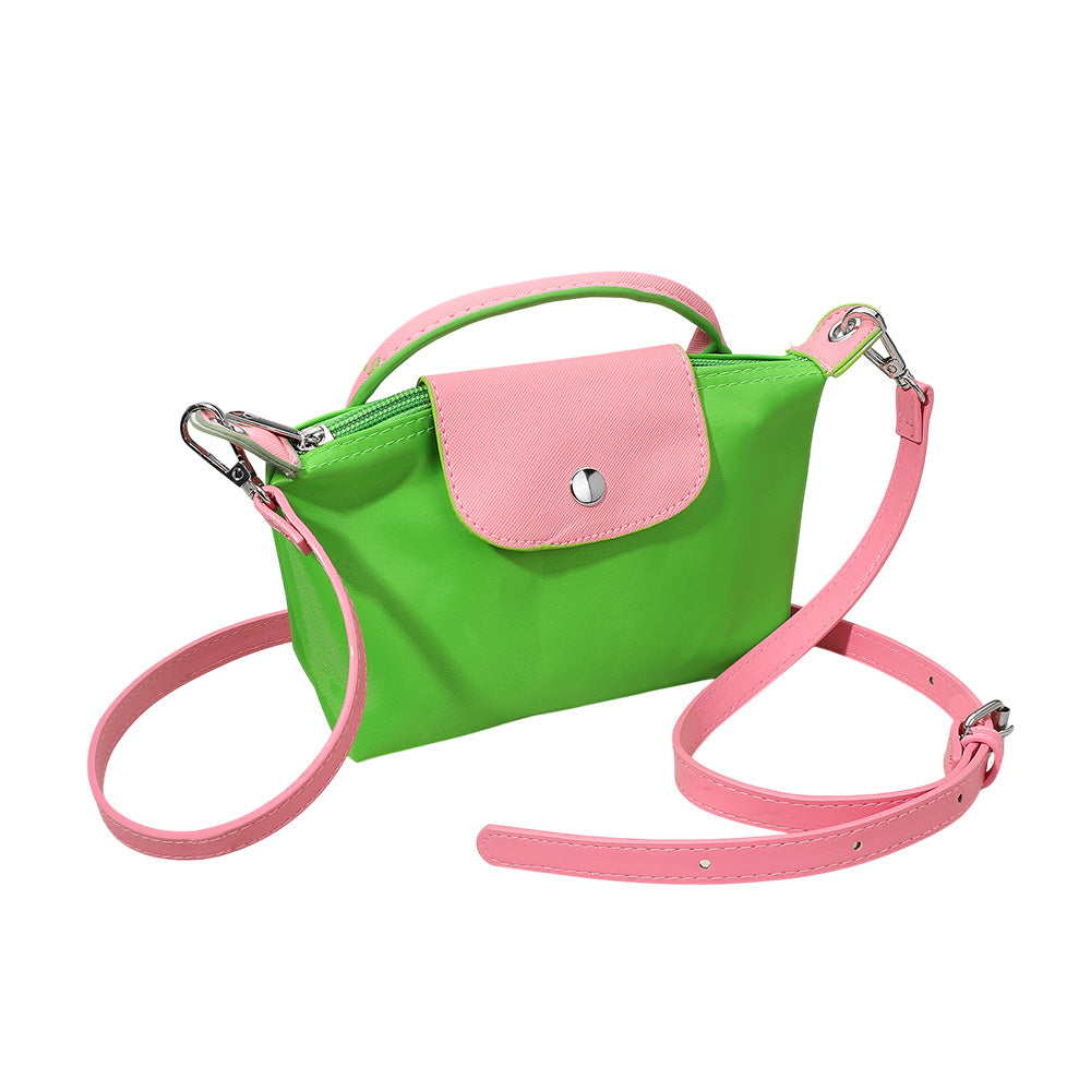 Madeline Love Pink&Green Compact Two Tone Handbag Crossbody Bag - Bags & Wallets - desc