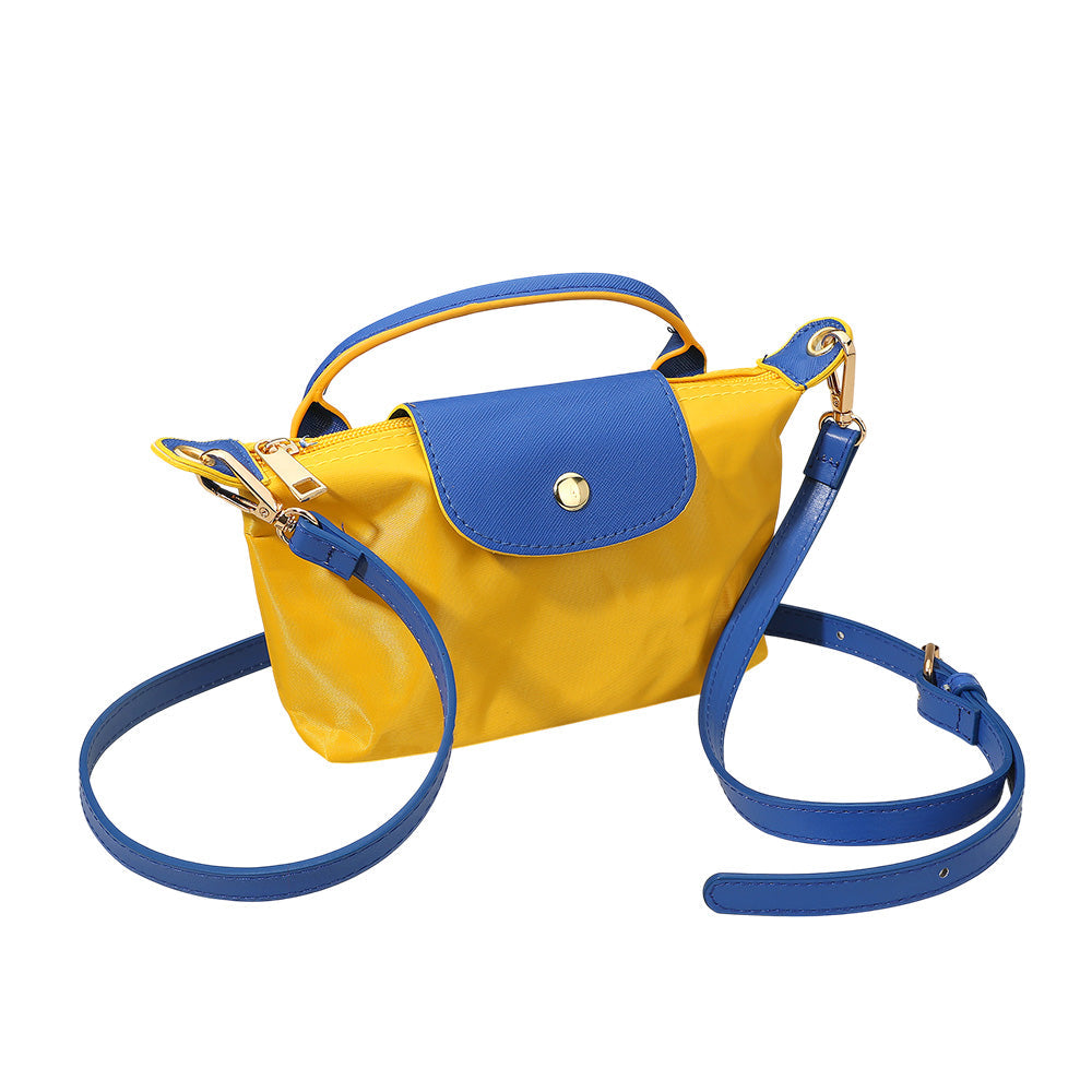 Madeline Love Blue, Yellow Compact Two Tone Handbag Crossbody Bag - Bags & Wallets - desc