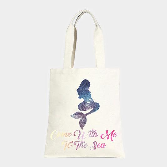 Madeline Love Multi Mermaid _ Cotton canvas eco shopper bag - Bags & Wallets