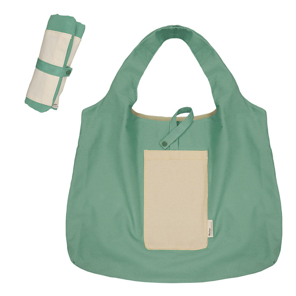 Madeline Love Turquoise Foldable Two Tone Big Tote Bag - Bags & Wallets - desc