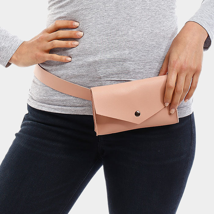 Madeline Love Pink Faux Leather Solid Envelope Fanny Pack - Bags & Wallets