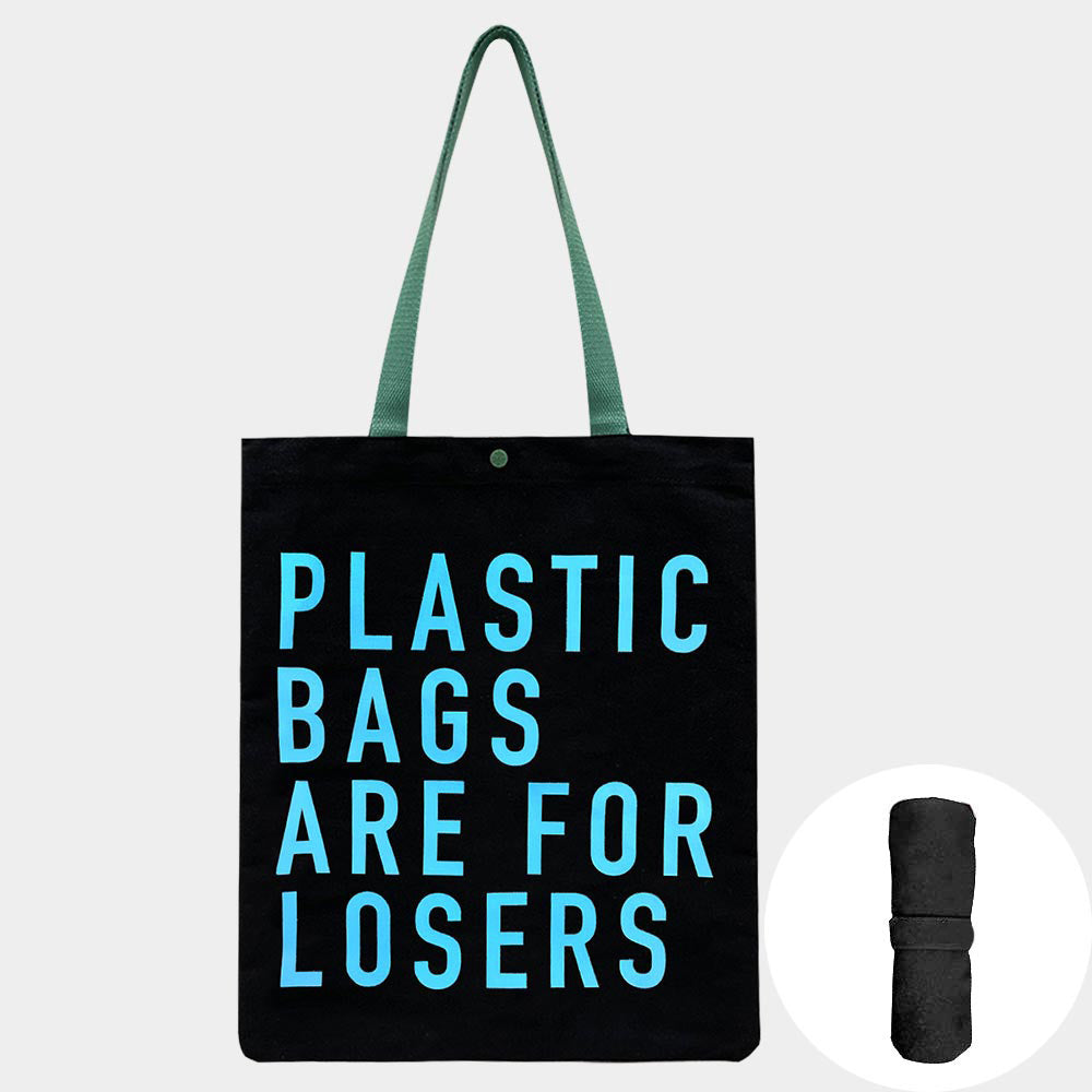 Madeline Love Black PLASTIC BAGS ARE... Message Printed Foldable Eco Bag - Bags & Wallets