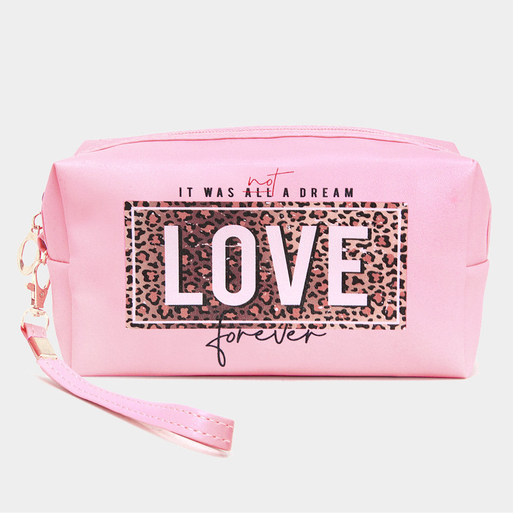 Leopard Patterned LOVE forever Message Pouch Bag