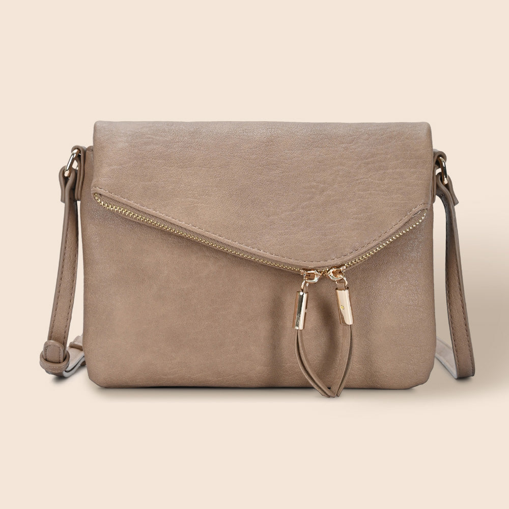 Madeline Love Beige Faux Leather Envelope Crossbody Bag - Bags & Wallets