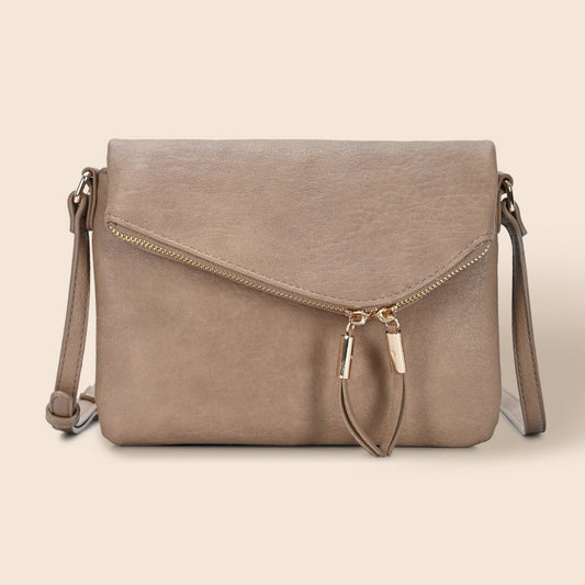 Madeline Love Beige Faux Leather Envelope Crossbody Bag - Bags & Wallets