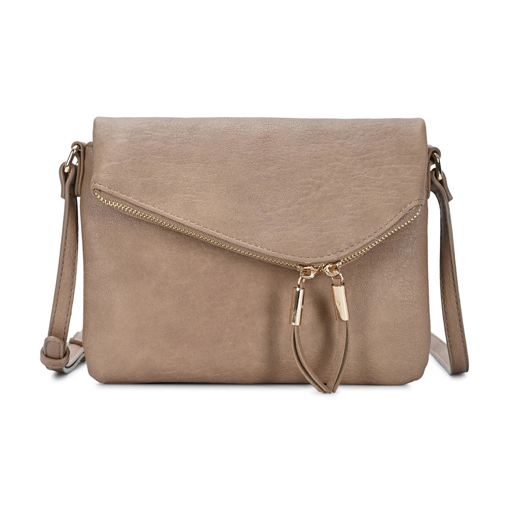 Madeline Love Beige Faux Leather Envelope Crossbody Bag - Bags & Wallets - desc