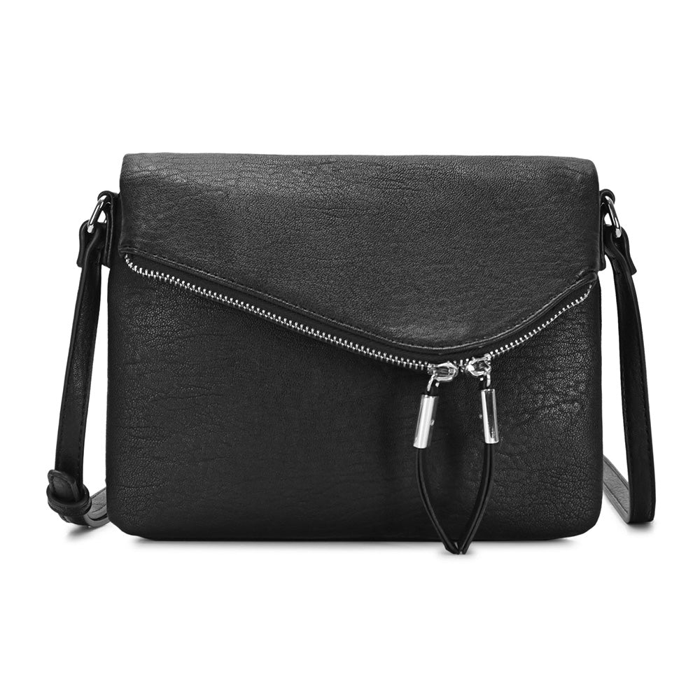 Madeline Love Black Faux Leather Envelope Crossbody Bag - Bags & Wallets - desc
