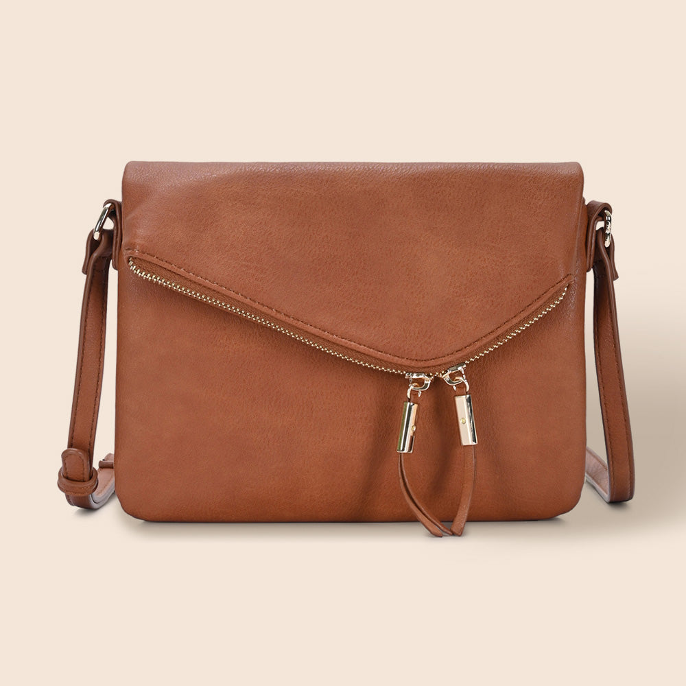 Madeline Love Tan Faux Leather Envelope Crossbody Bag - Bags & Wallets