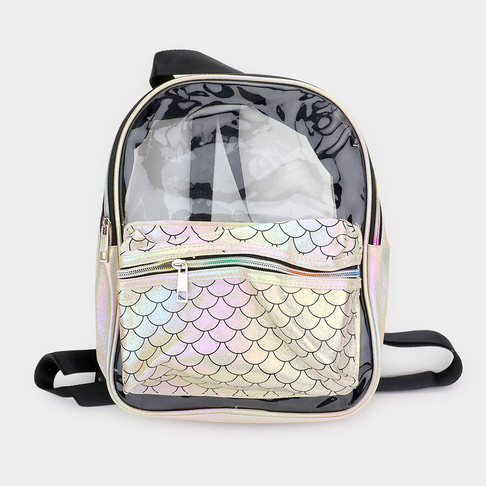 Madeline Love Clear, Khaki Shimmery Clear Transparent Backpack - Bags & Wallets