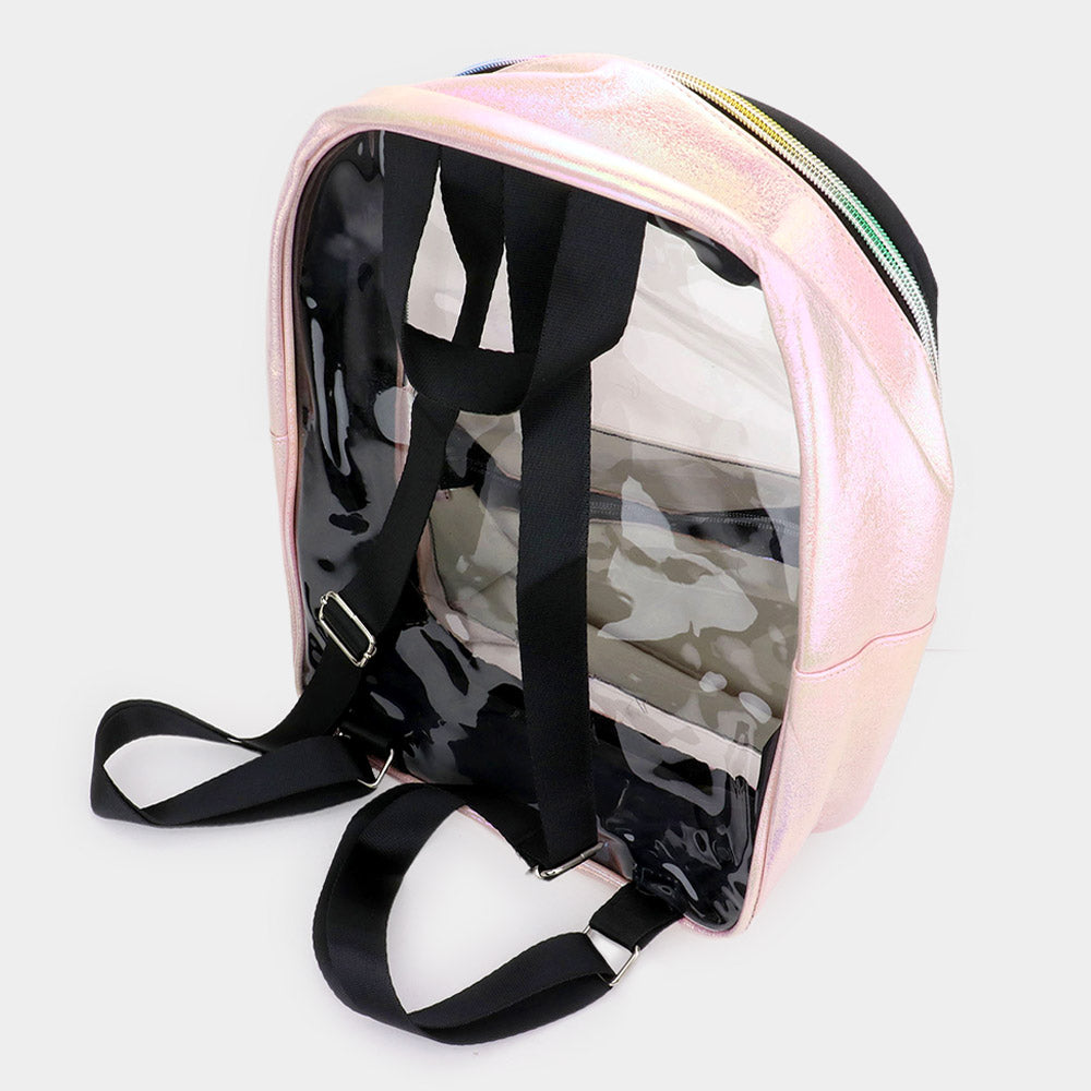 Madeline Love Clear, Khaki Shimmery Clear Transparent Backpack - Bags & Wallets - desc