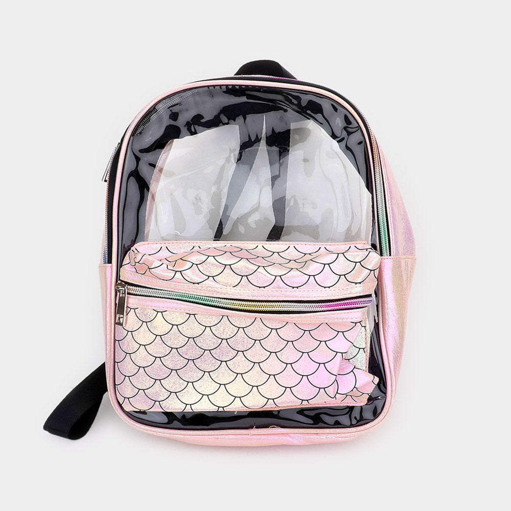 Madeline Love Clear, Pink Shimmery Clear Transparent Backpack - Bags & Wallets - desc