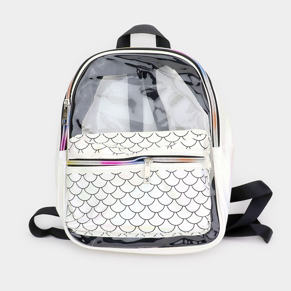 Madeline Love Clear, White Shimmery Clear Transparent Backpack - Bags & Wallets